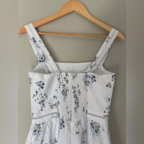 NEW Reformation Everett Mini Dress Truly White Blue Floral Linen | US 4 UK 8 - Picture 11 of 17